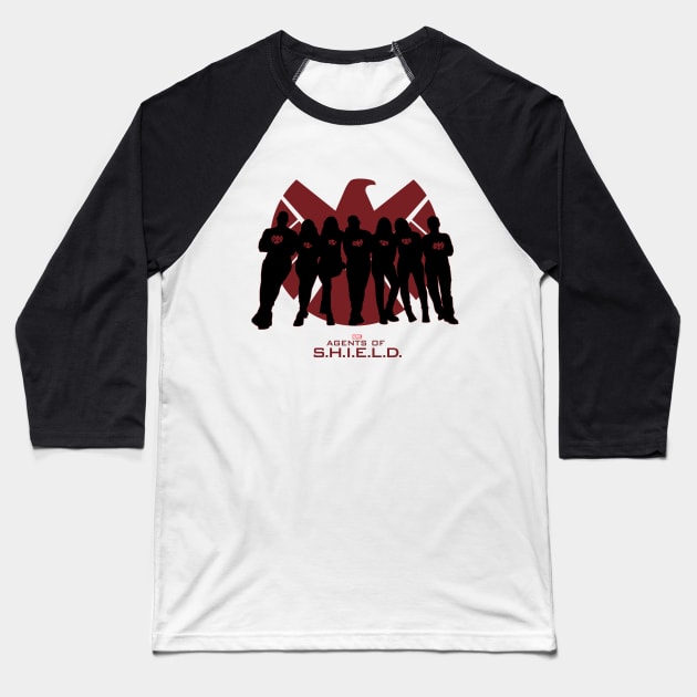 Red Silhouette Baseball T-Shirt by SarahMosc